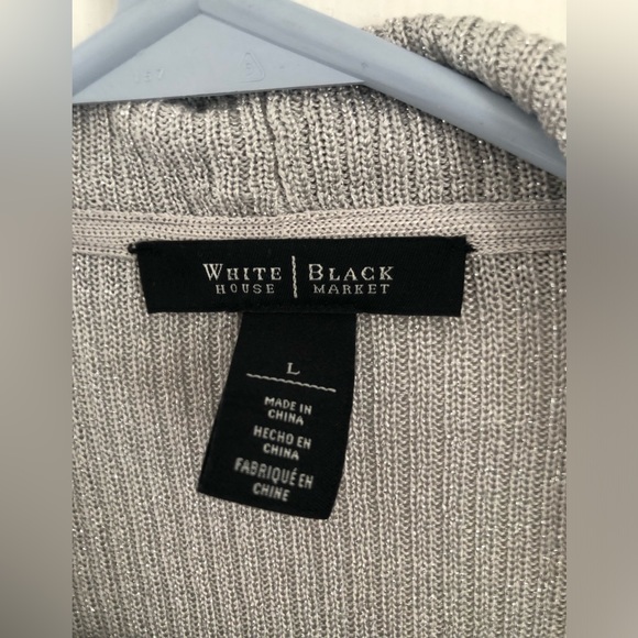 White House Black market silver metallic long sleeve cardigan. - Picture 12 of 14